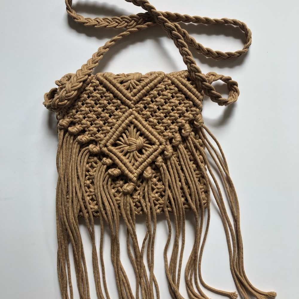 Macrame Boho Crossbody Bag with Tassel